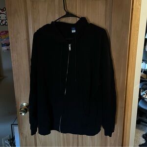 black zip up hoodie